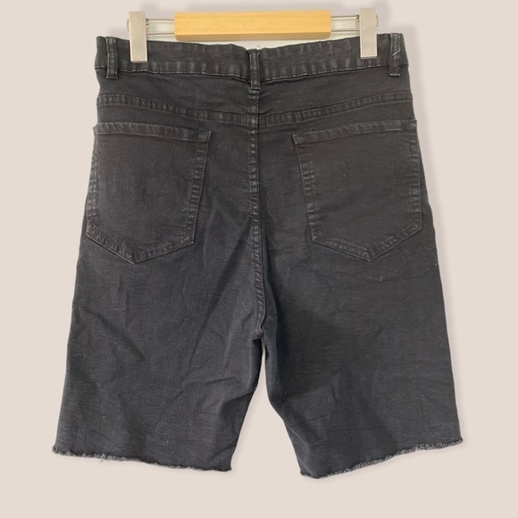 BLACK High Rise Distressed Bermuda Shorts - Picture 2 of 4